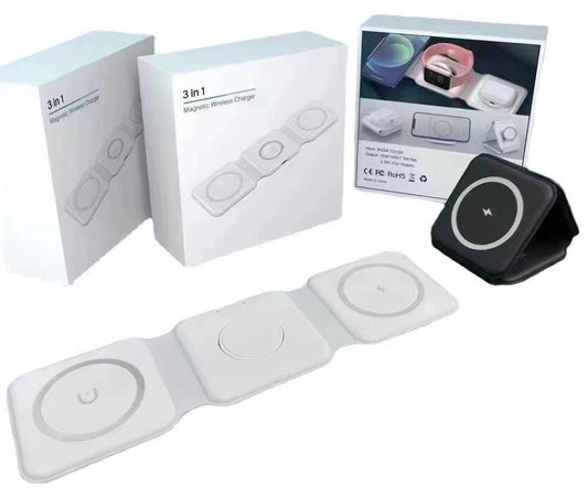 15W 3 in 1 Magnetic Wireless Charger Phone Induction Fast Charging Stand for IPhone